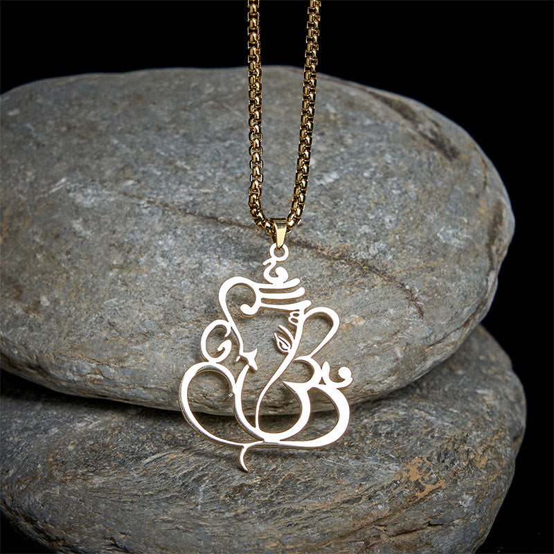 Nimara Ritual Ganesh Elephant Stainless Steel Protection Necklace Pendant