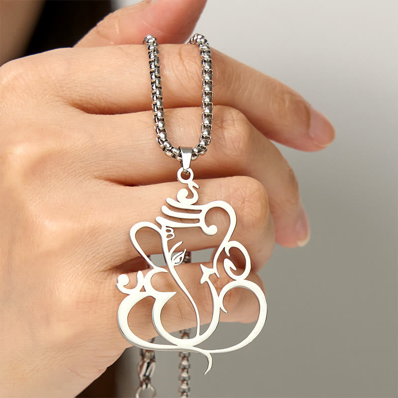 Nimara Ritual Ganesh Elephant Stainless Steel Protection Necklace Pendant