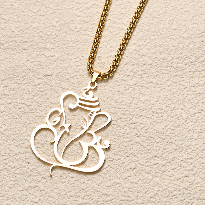 Nimara Ritual Ganesh Elephant Stainless Steel Protection Necklace Pendant