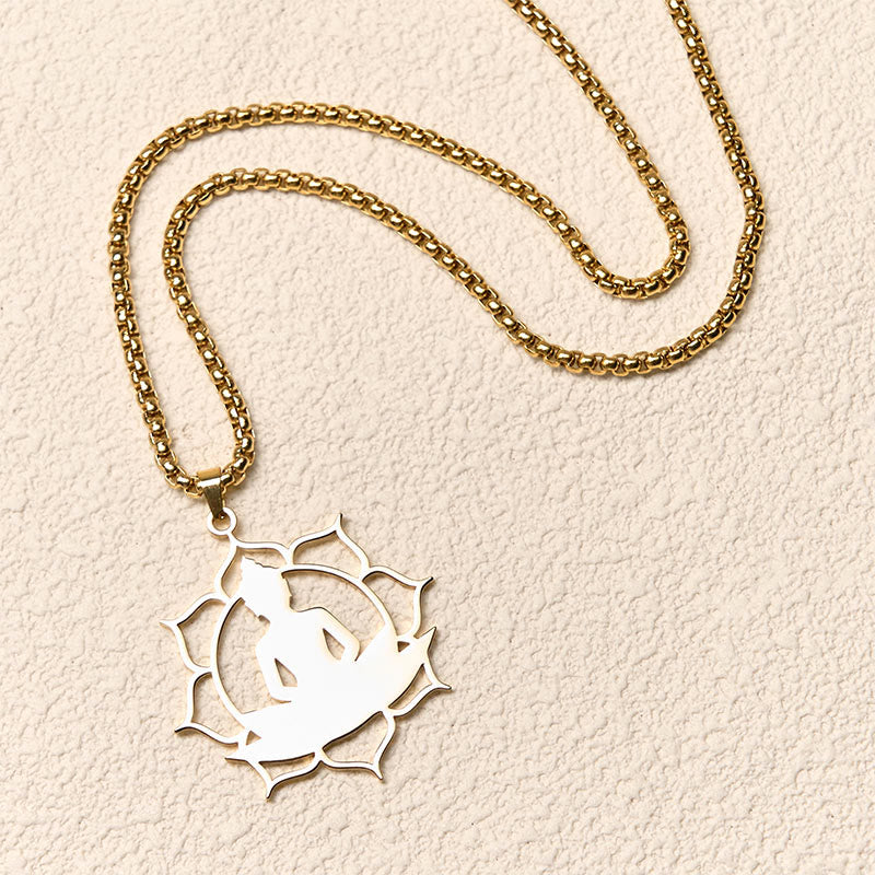 Nimara Ritual Vintage Lotus Sitting Buddha Design Stainless Steel Enlightenment Necklace Pendant