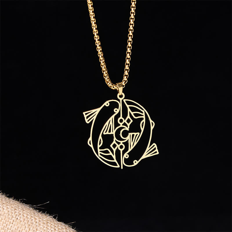 Nimara Ritual Vintage Koi Fish Hollow Design Stainless Steel Luck Necklace Pendant
