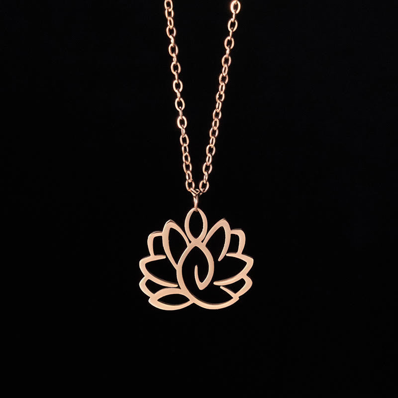 Nimara Ritual Hollow Lotus Design Stainless Steel Enlightenment Necklace Pendant