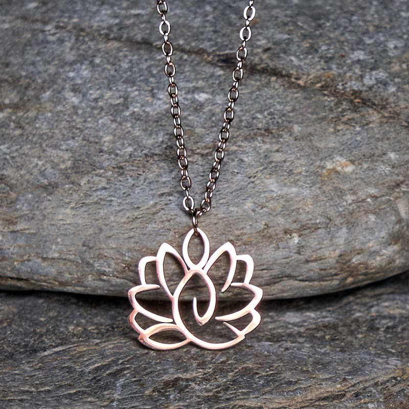 Nimara Ritual Hollow Lotus Design Stainless Steel Enlightenment Necklace Pendant