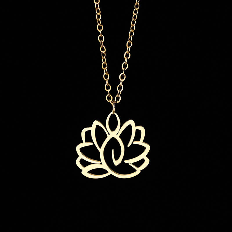 Nimara Ritual Hollow Lotus Design Stainless Steel Enlightenment Necklace Pendant