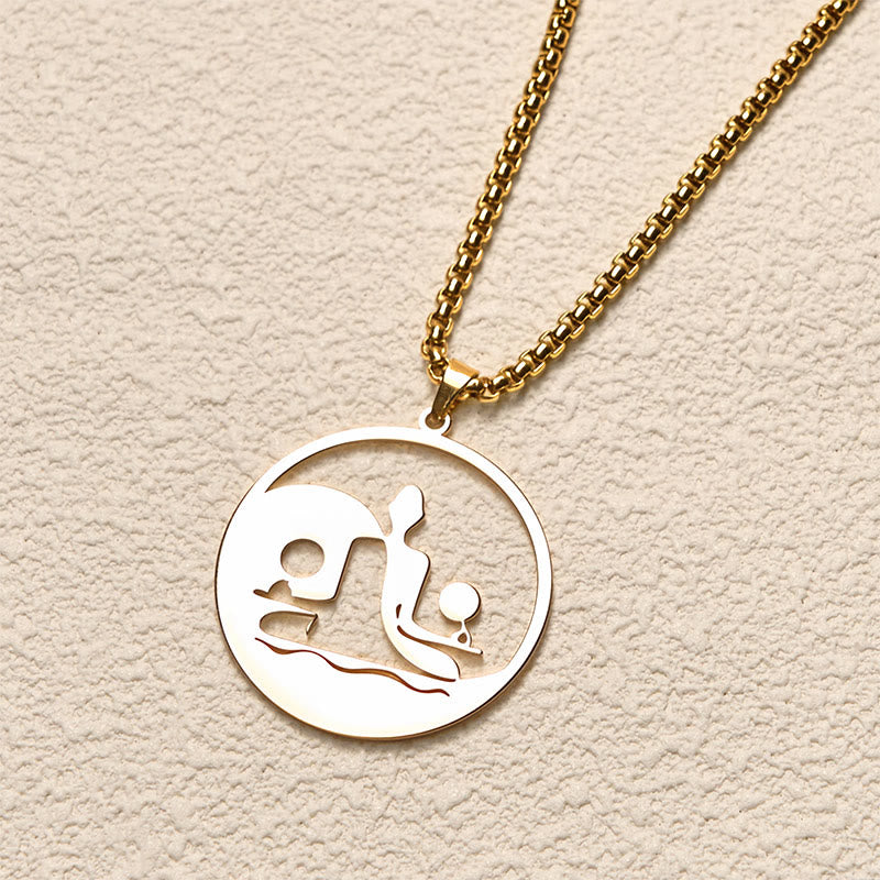 Nimara Ritual Yin Yang Buddha Figure Hollow Design Stainless Steel Balance Necklace Pendant