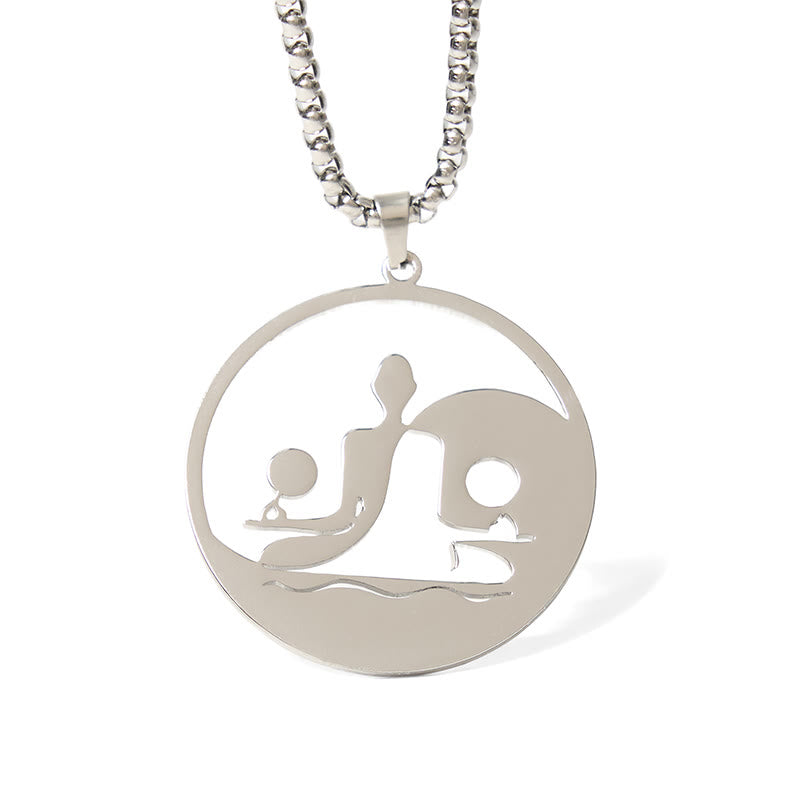 Nimara Ritual Yin Yang Buddha Figure Hollow Design Stainless Steel Balance Necklace Pendant