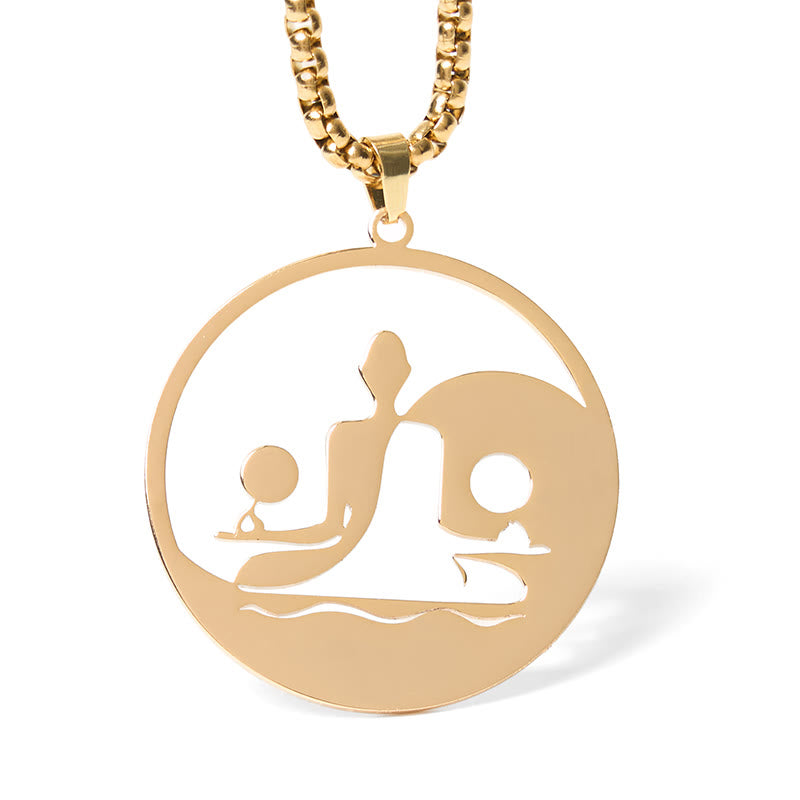 Nimara Ritual Yin Yang Buddha Figure Hollow Design Stainless Steel Balance Necklace Pendant