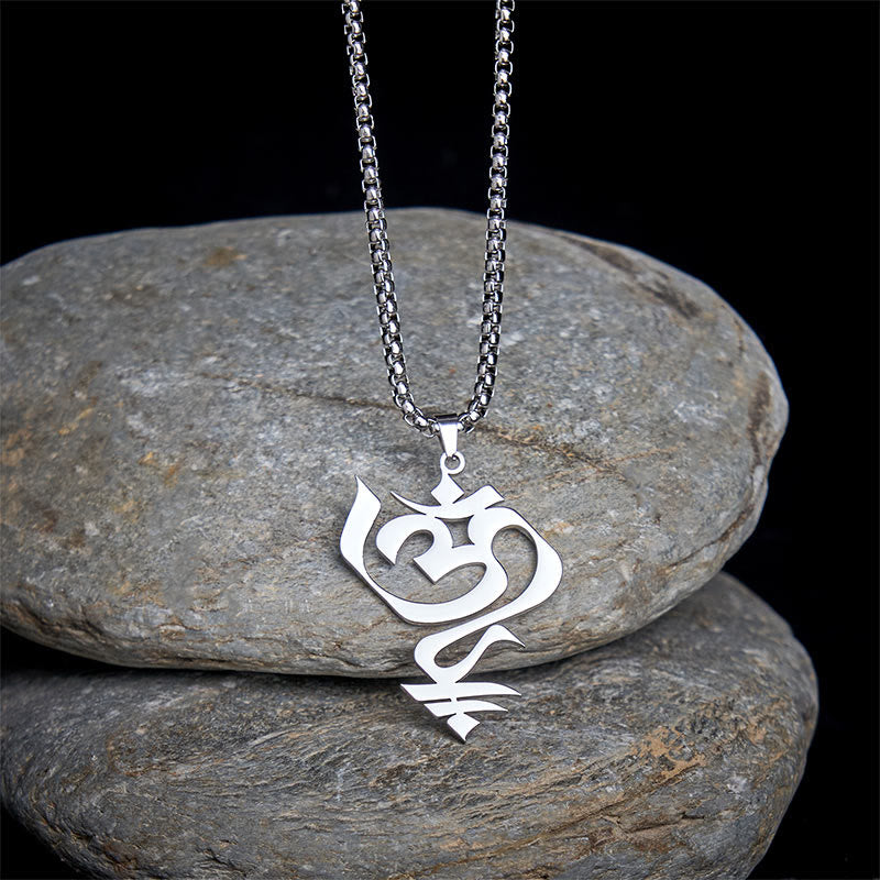 Nimara Ritual Vintage OM Symbol geometry Design Stainless Steel Connection Necklace Pendant