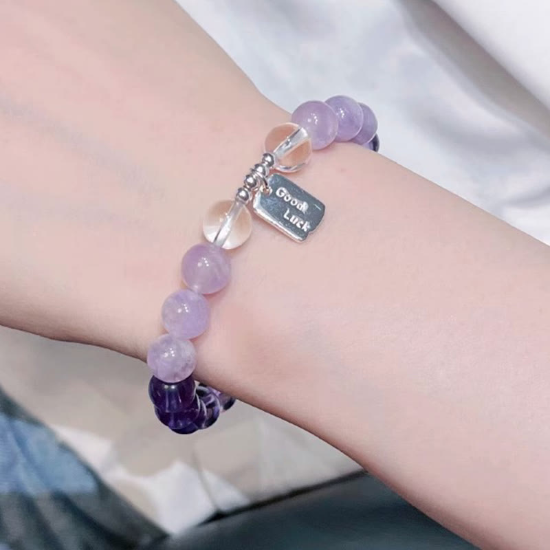 Nimara Ritual Amethyst Rose Quartz Strawberry Quartz Good Luck Charm Bracelet
