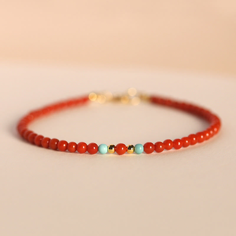 Nimara Ritual 3mm Natural South Red Agate Ultra-thin Beads Positive Bracelet