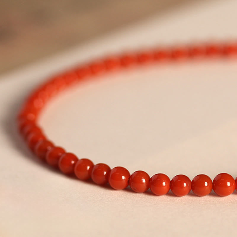 Nimara Ritual 3mm Natural South Red Agate Ultra-thin Beads Positive Bracelet