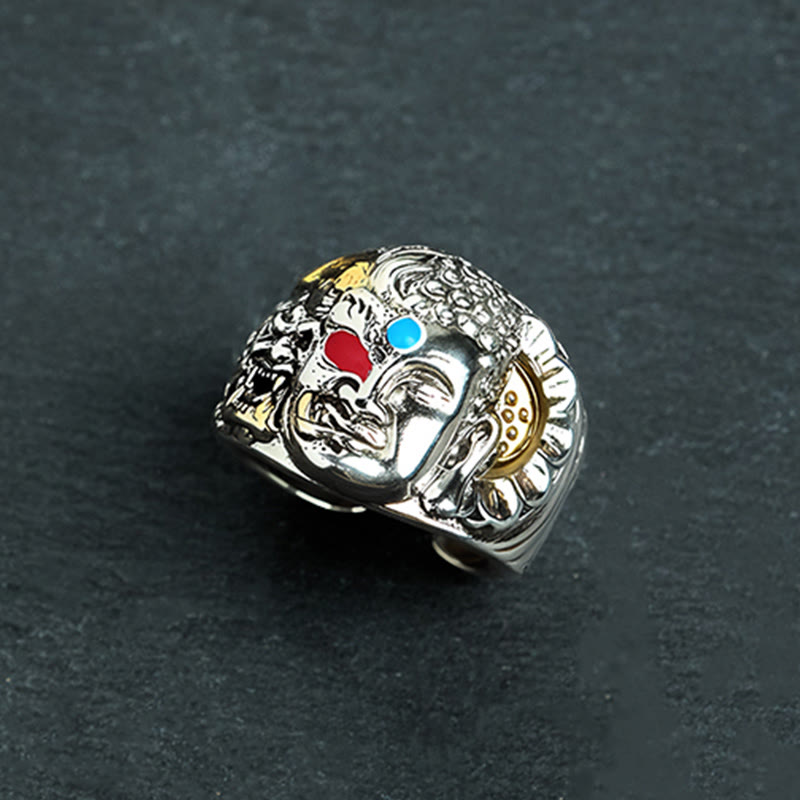 Nimara Ritual Half Demon Half Buddha Lotus Copper Serenity Adjustable Ring
