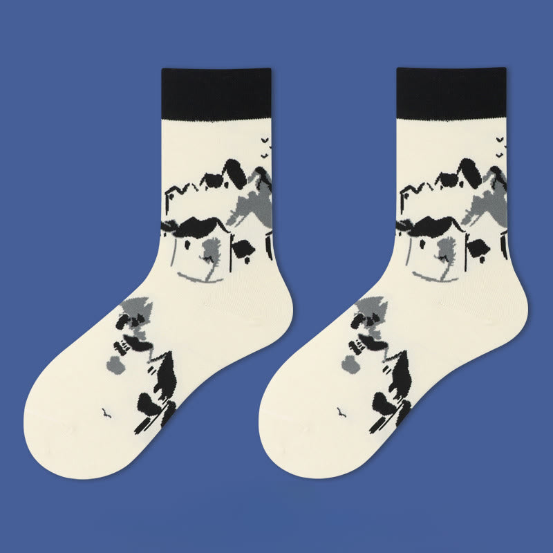 Nimara Ritual Casual Sailboat Ancient Town Lotus Orchid Countryside Micro Crew Women's Socks