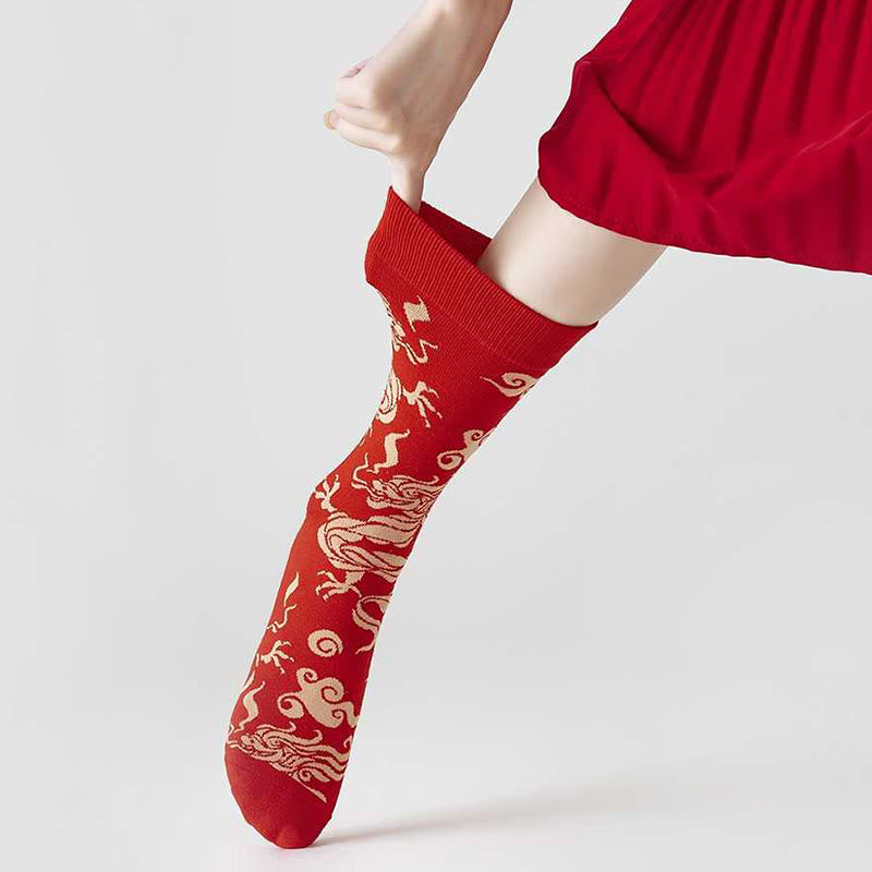 Nimara Ritual Casual Red Dragon Cotton Quarter Men Women Unisex Socks