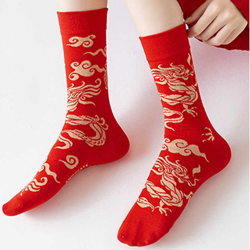 Nimara Ritual Casual Red Dragon Cotton Quarter Men Women Unisex Socks