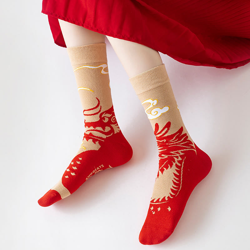 Nimara Ritual Casual Red Dragon Cotton Quarter Men Women Unisex Socks