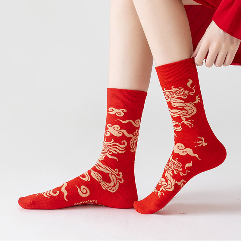 Nimara Ritual Casual Red Dragon Cotton Quarter Men Women Unisex Socks