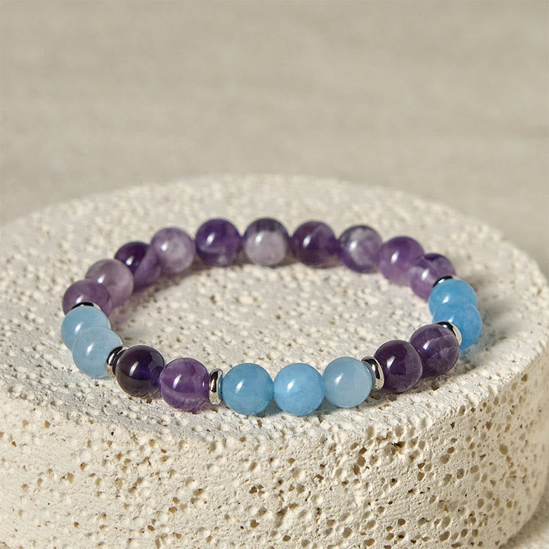 Nimara Ritual Amethyst Aquamarine Spacer Beads Peace Bracelet