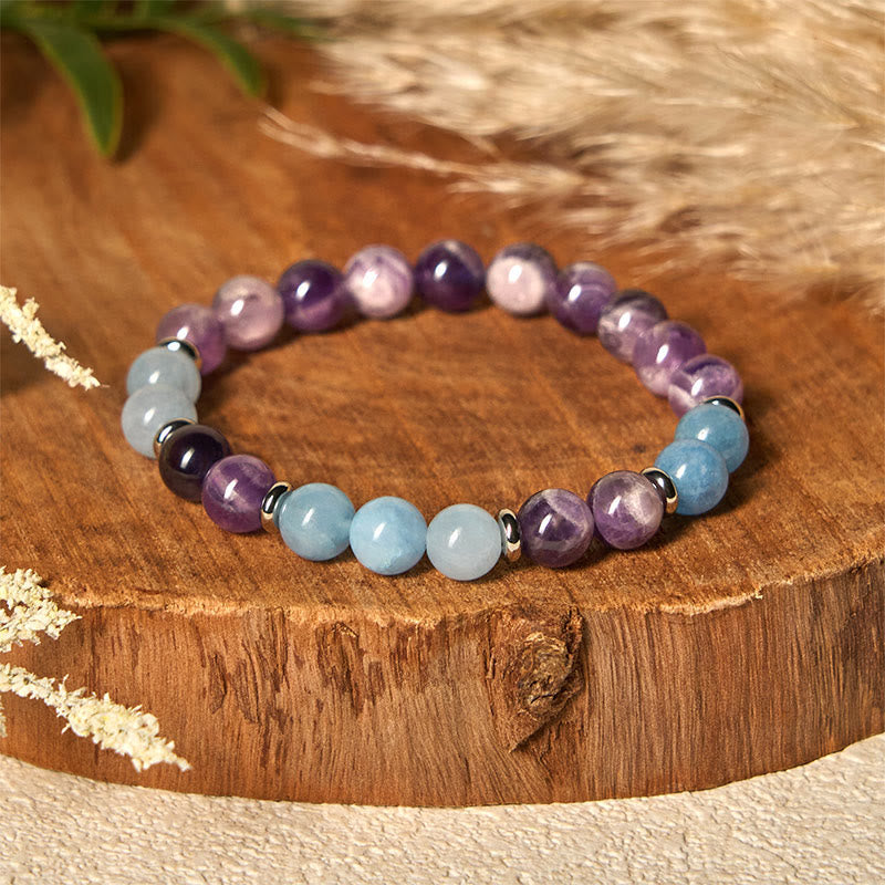 Nimara Ritual Amethyst Aquamarine Spacer Beads Peace Bracelet
