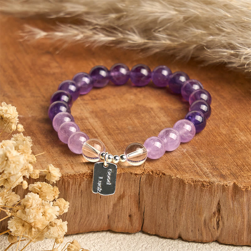 Nimara Ritual Amethyst Rose Quartz Strawberry Quartz Good Luck Charm Bracelet
