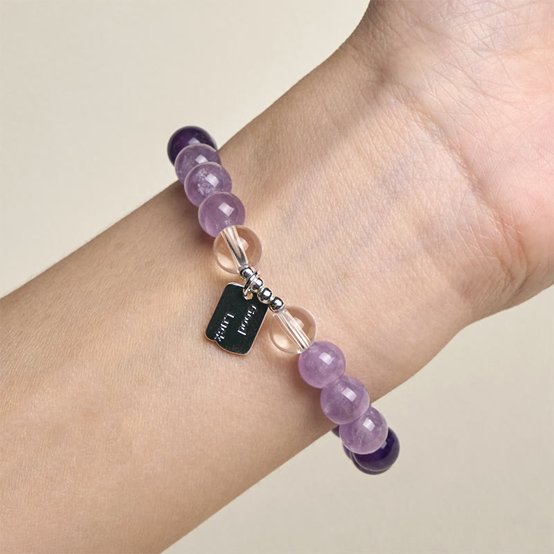 Nimara Ritual Amethyst Rose Quartz Strawberry Quartz Good Luck Charm Bracelet