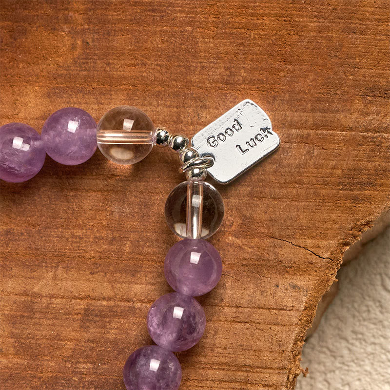 Nimara Ritual Amethyst Rose Quartz Strawberry Quartz Good Luck Charm Bracelet