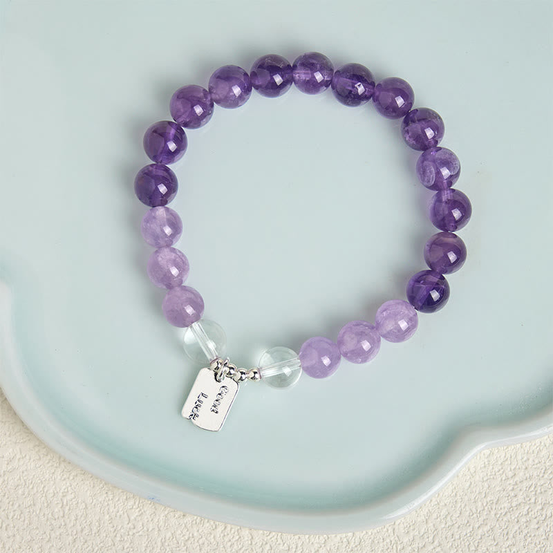 Nimara Ritual Amethyst Rose Quartz Strawberry Quartz Good Luck Charm Bracelet