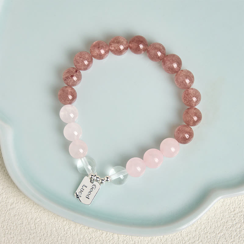 Nimara Ritual Amethyst Rose Quartz Strawberry Quartz Good Luck Charm Bracelet