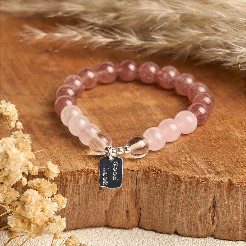 Nimara Ritual Amethyst Rose Quartz Strawberry Quartz Good Luck Charm Bracelet