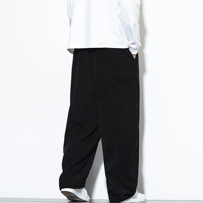 Nimara Ritual Plain Drawstring Pure Corduroy Men's Harem Pants With Pockets