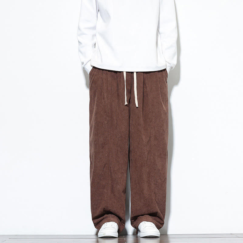 Nimara Ritual Plain Drawstring Pure Corduroy Men's Harem Pants With Pockets