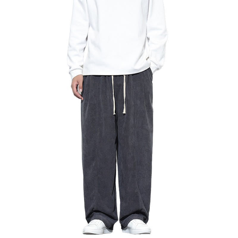 Nimara Ritual Plain Drawstring Pure Corduroy Men's Harem Pants With Pockets