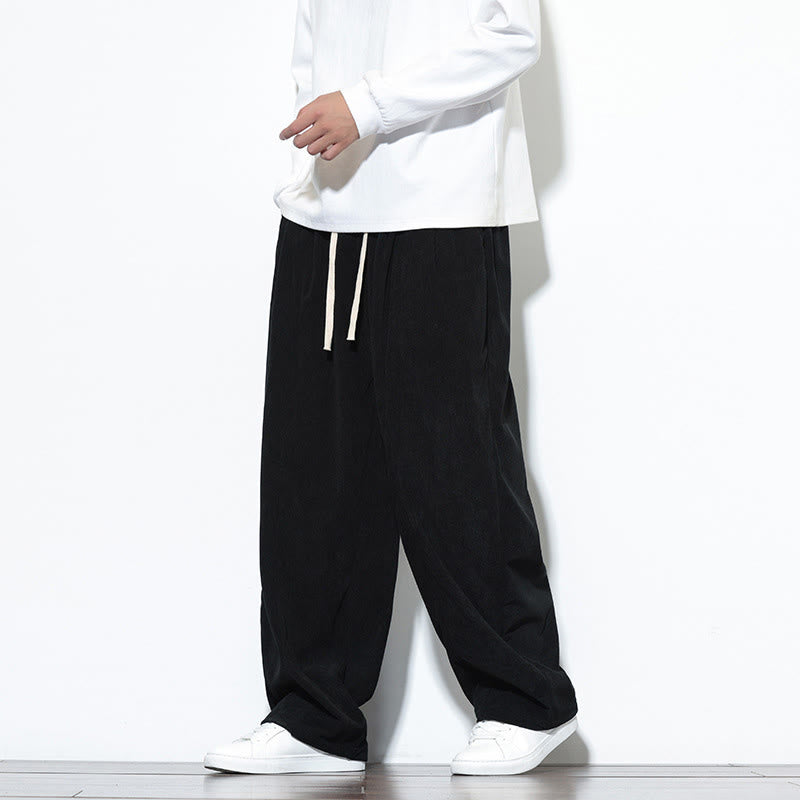 Nimara Ritual Plain Drawstring Pure Corduroy Men's Harem Pants With Pockets