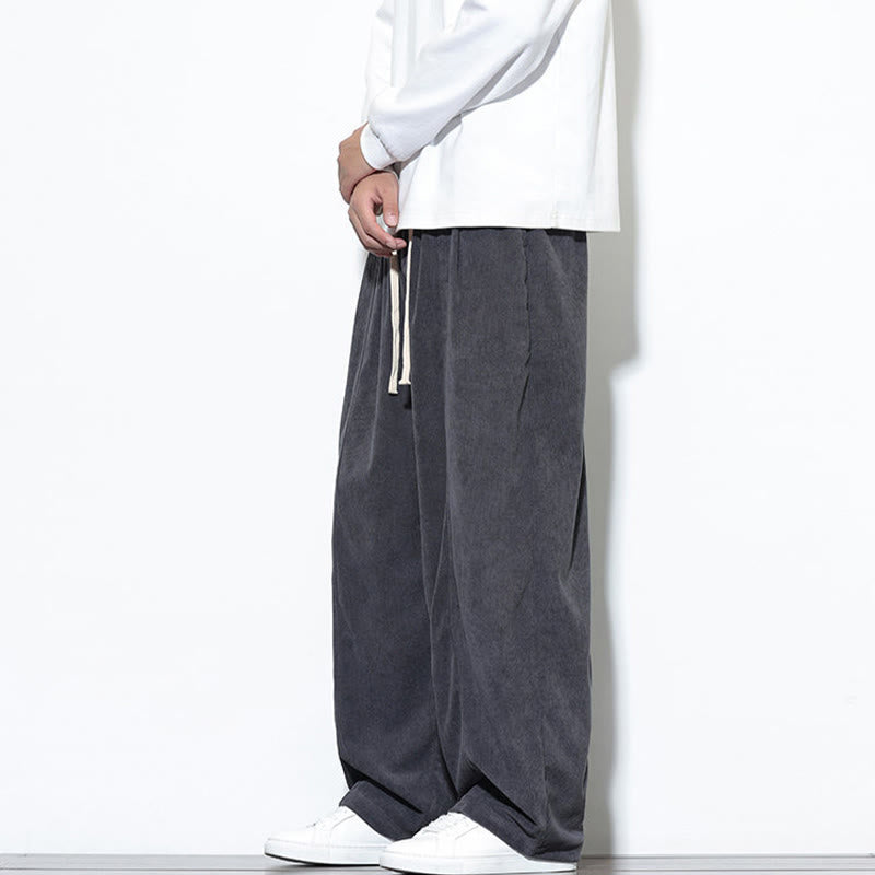 Nimara Ritual Plain Drawstring Pure Corduroy Men's Harem Pants With Pockets