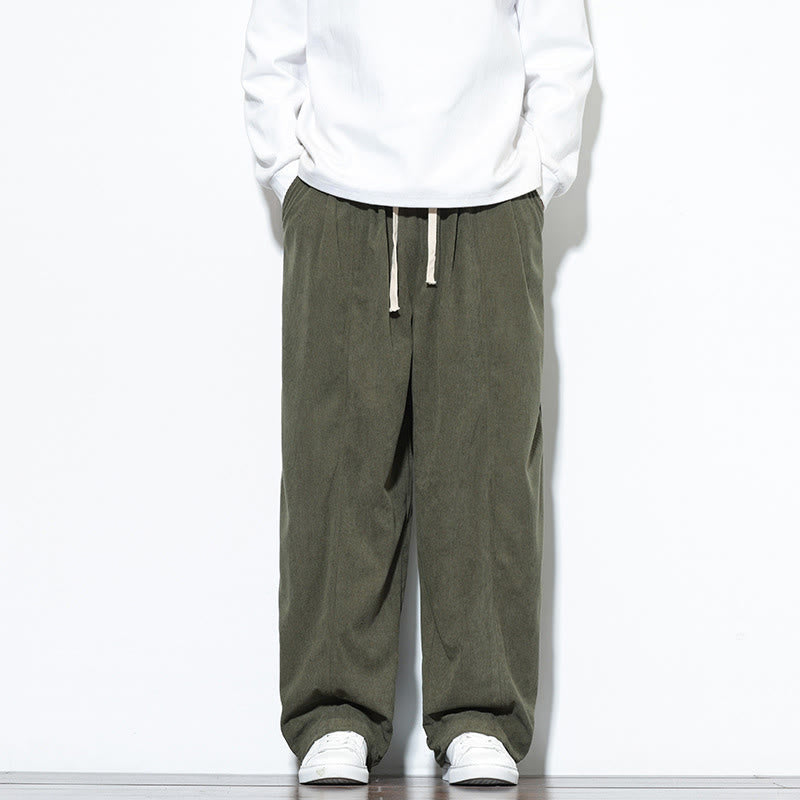 Nimara Ritual Plain Drawstring Pure Corduroy Men's Harem Pants With Pockets