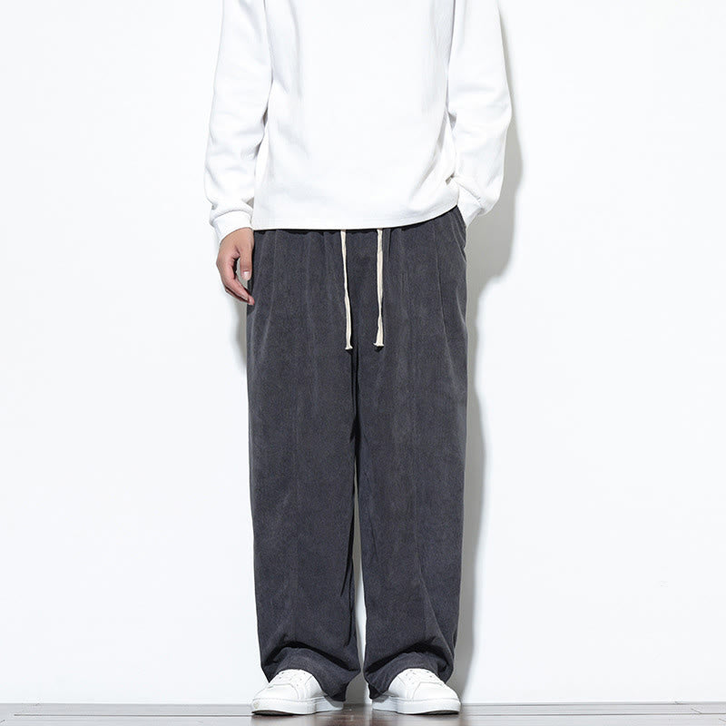 Nimara Ritual Plain Drawstring Pure Corduroy Men's Harem Pants With Pockets