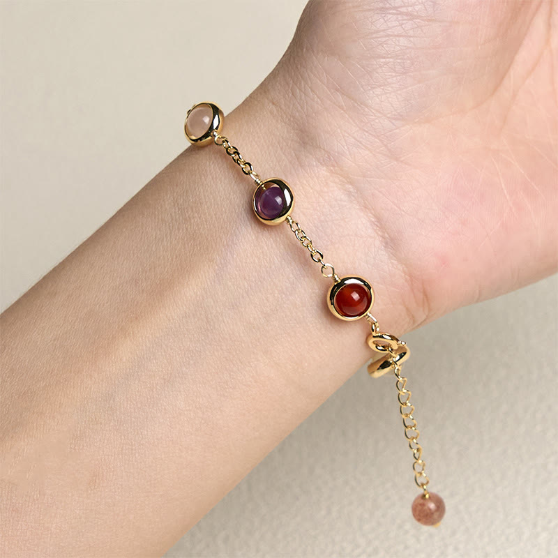 Nimara Ritual Colorful Crystal Amethyst Strawberry Quartz Balance Bracelet
