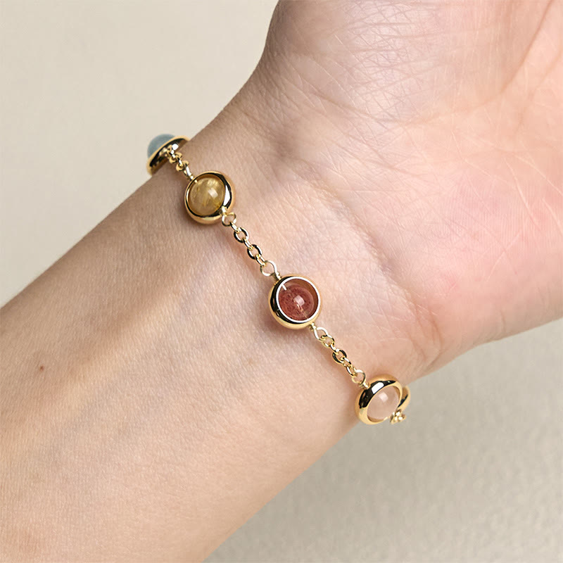 Nimara Ritual Colorful Crystal Amethyst Strawberry Quartz Balance Bracelet