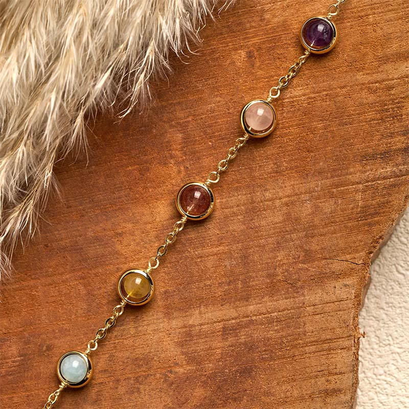 Nimara Ritual Colorful Crystal Amethyst Strawberry Quartz Balance Bracelet