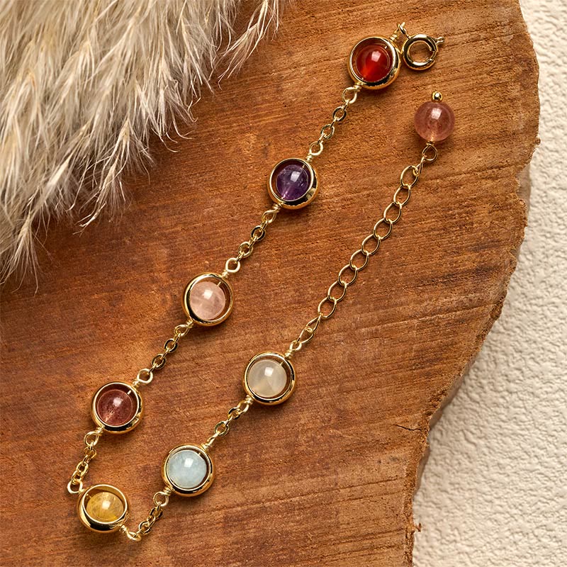 Nimara Ritual Colorful Crystal Amethyst Strawberry Quartz Balance Bracelet
