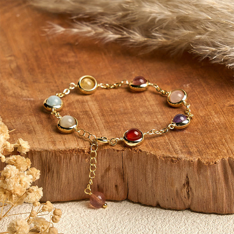 Nimara Ritual Colorful Crystal Amethyst Strawberry Quartz Balance Bracelet
