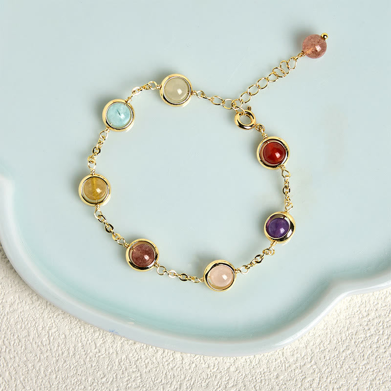 Nimara Ritual Colorful Crystal Amethyst Strawberry Quartz Balance Bracelet