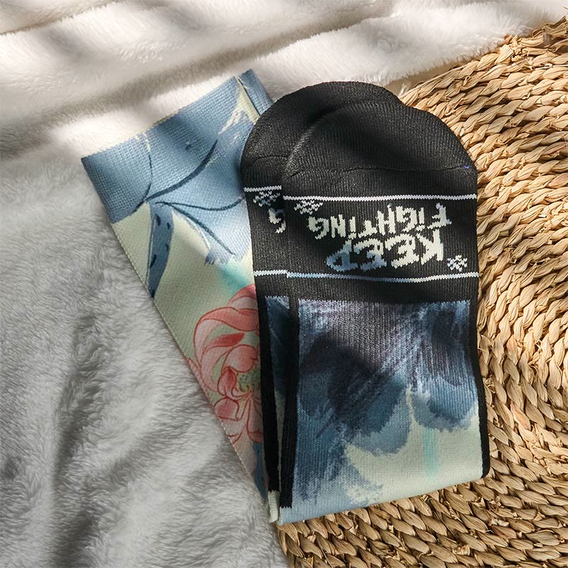 Nimara Ritual Casual Lotus Painting Micro Crew Men Women Unisex Socks
