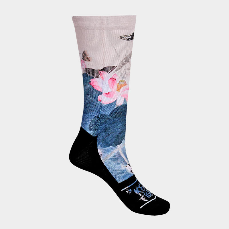 Nimara Ritual Casual Lotus Flowers Leaves Butterfly Micro Crew Men Women Unisex Socks