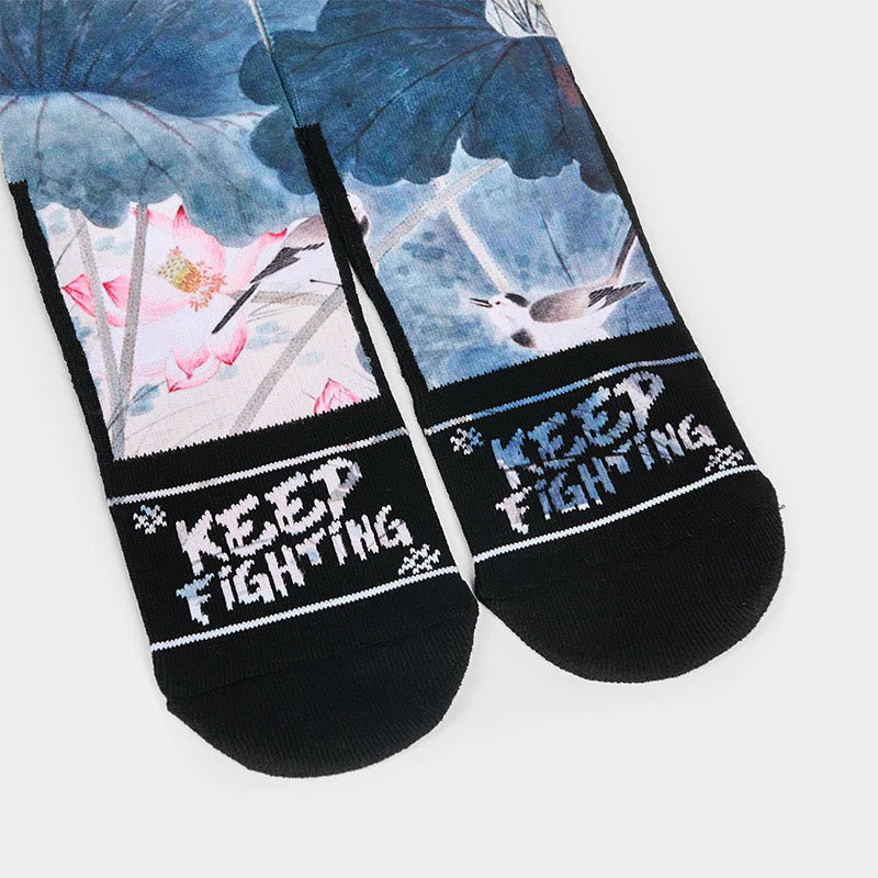 Nimara Ritual Casual Lotus Flowers Leaves Butterfly Micro Crew Men Women Unisex Socks