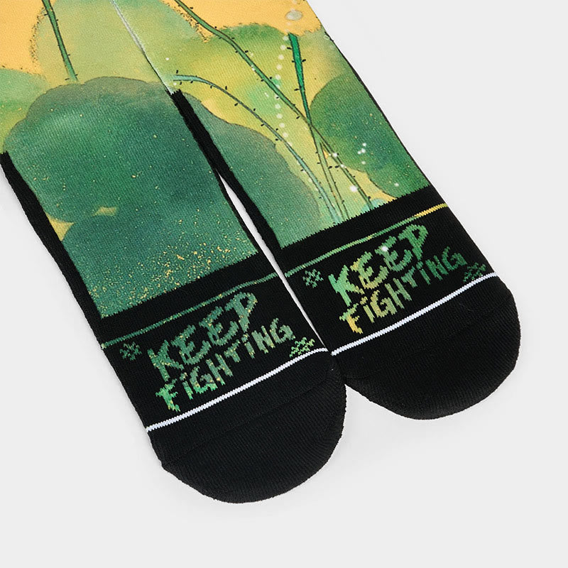 Nimara Ritual Casual Beige Lotus Flowers Leaves Micro Crew Men Women Unisex Socks