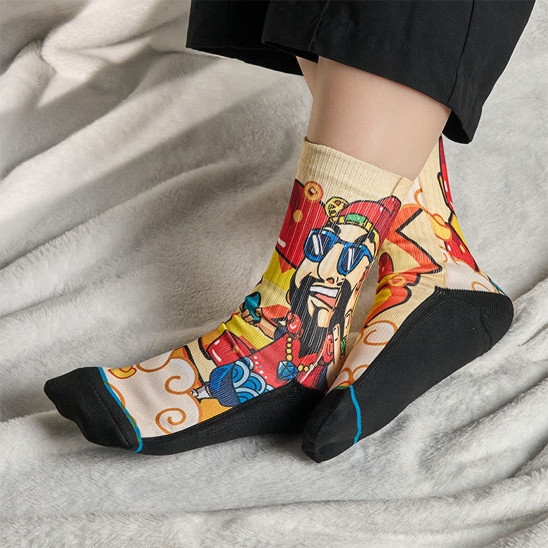 Nimara Ritual Casual God Of Wealth Red Envelopes Ingot Micro Crew Men Women Unisex Socks