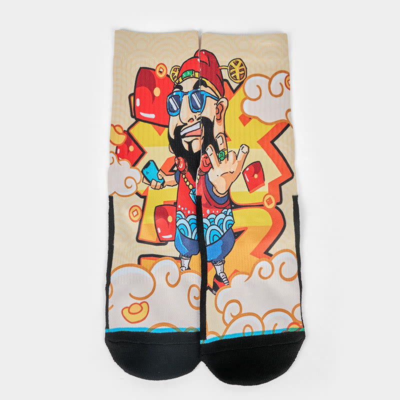 Nimara Ritual Casual God Of Wealth Red Envelopes Ingot Micro Crew Men Women Unisex Socks