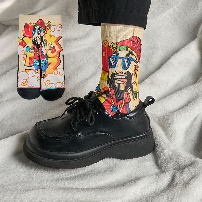 Nimara Ritual Casual God Of Wealth Red Envelopes Ingot Micro Crew Men Women Unisex Socks