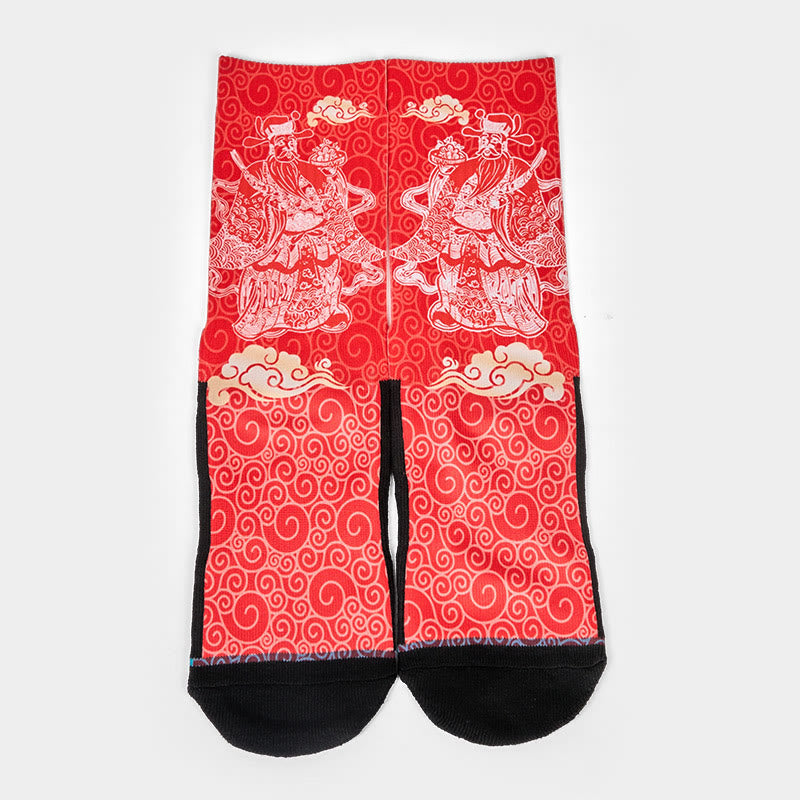 Nimara Ritual Casual God Of Wealth Auspicious Clouds Micro Crew Men Women Unisex Socks